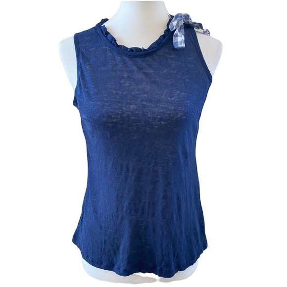 Kocca Collection Blue Tank Top Ruffle Neckline Sleeveless Casual Medium - Picture 1 of 12